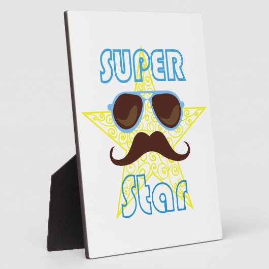 Super Star with sunglasses and mustache フォトプラーク (側面)