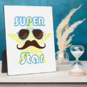 Super Star with sunglasses and mustache フォトプラーク (側面)