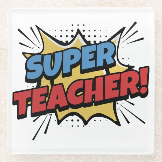 Super Teacher Comic Style ガラスコースター (正面)