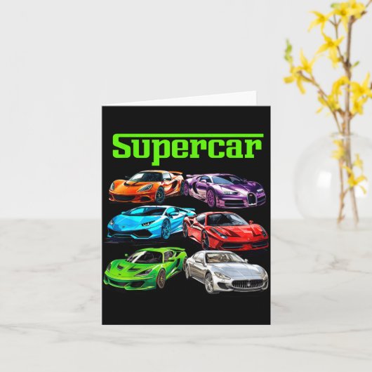 Supercar Cool Car Guy Srts Racing Fan Graphic Men  カード (黄色い花)