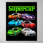 Supercar Cool Car Guy Srts Racing Fan Graphic Men  ポスター (正面)