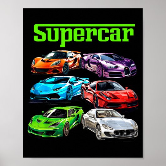 Supercar Cool Car Guy Srts Racing Fan Graphic Men  ポスター (正面)