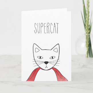 SUPERCATのお祝いカード猫のイラストレーション カード