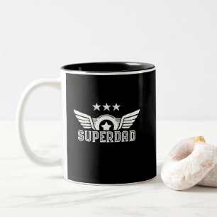 Superdadのスーパーヒーローのパパのパパのお父さんの父の日 ツートーンマグカップ