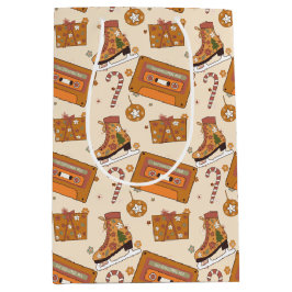 Superfloral Retro Christmas Joy ミディアムペーパーバッグ