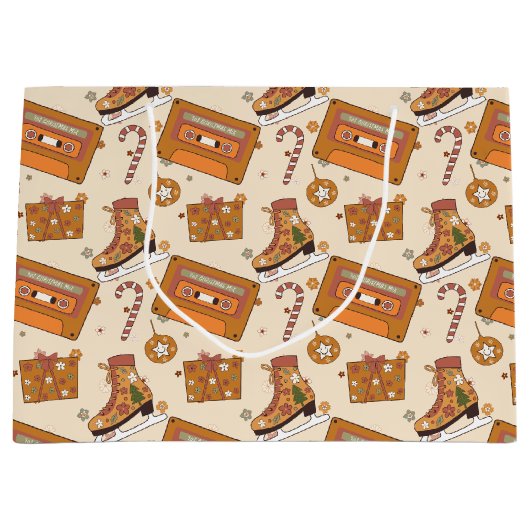 Superfloral Retro Christmas Joy ラージペーパーバッグ (正面)