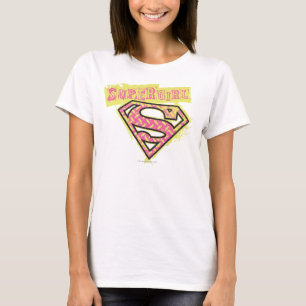 Supergirlのグランジなロゴのピンク Tシャツ