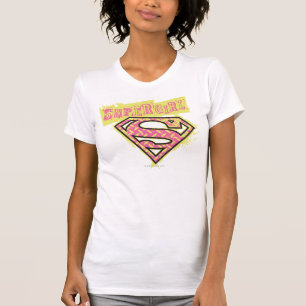 Supergirlのグランジなロゴのピンク Tシャツ