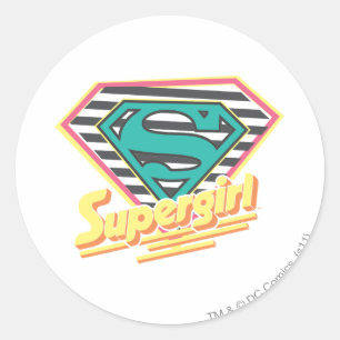 Supergirlのストライプのなロゴ ラウンドシール