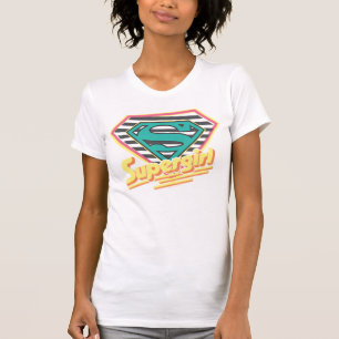 Supergirlのストライプのなロゴ Tシャツ