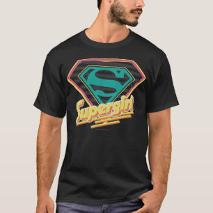Supergirlのストライプのなロゴ Tシャツ