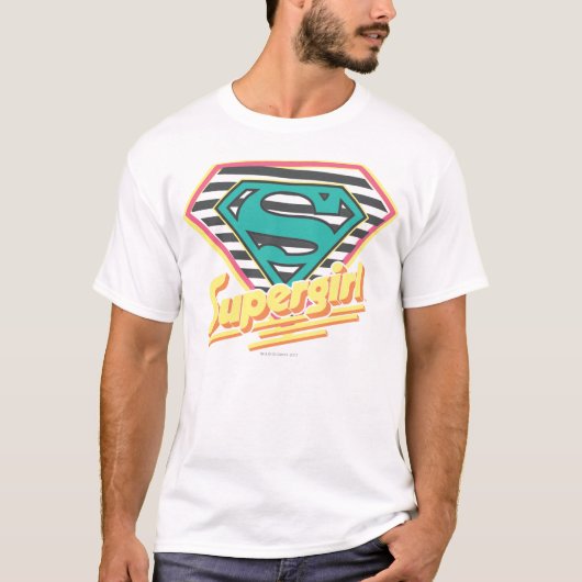 Supergirlのストライプのなロゴ Tシャツ (正面)