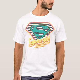 Supergirlのストライプのなロゴ Tシャツ