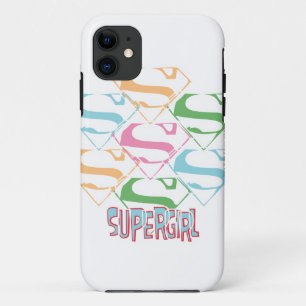 Supergirlのパステル調のロゴのコラージュ iPhone 11 ケース