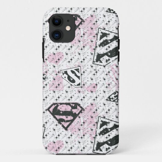 Supergirlのピンクおよび白いロゴパターン Case-Mate iPhoneケース (裏面)
