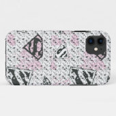 Supergirlのピンクおよび白いロゴパターン Case-Mate iPhoneケース (裏面(横))