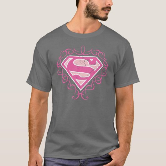 Supergirlのピンクのストライプ Tシャツ (正面)