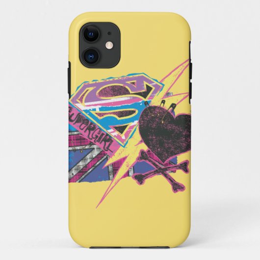 Supergirlの旗および骨が交差した図形 Case-Mate iPhoneケース (裏面)