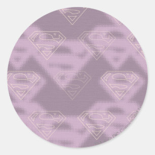 Supergirlの紫色のハーフトーンのロゴ ラウンドシール