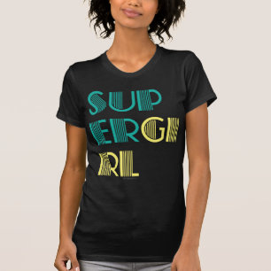 Supergirlの緑および黄色 Tシャツ