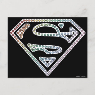 Supergirlの虹の輪郭のロゴ ポストカード