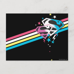 Supergirlの虹は縞で飾ります ポストカード