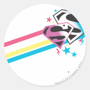 Supergirlの虹は縞で飾ります ラウンドシール