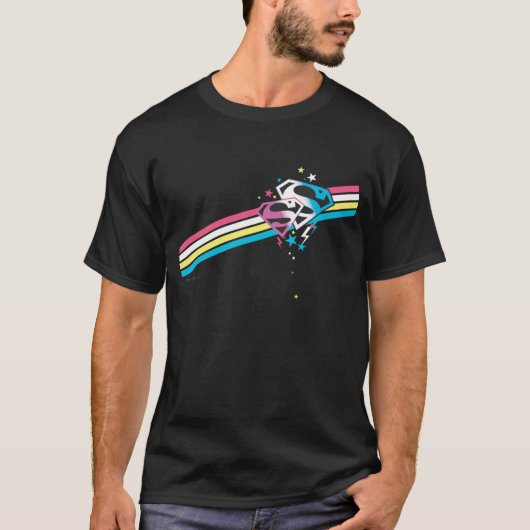 Supergirlの虹は縞で飾ります Tシャツ (正面)