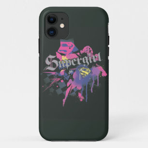 Supergirlは(ばちゃばちゃ)跳ねるを市松模様にしました iPhone 11 ケース