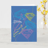 Supergirl and Logo Colored Outlines カード (黄色い花)