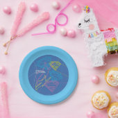 Supergirl and Logo Colored Outlines ペーパープレート (パーティー)