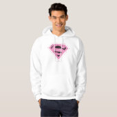 Supergirl Distressed Logo Black and Pink パーカ (正面フル)