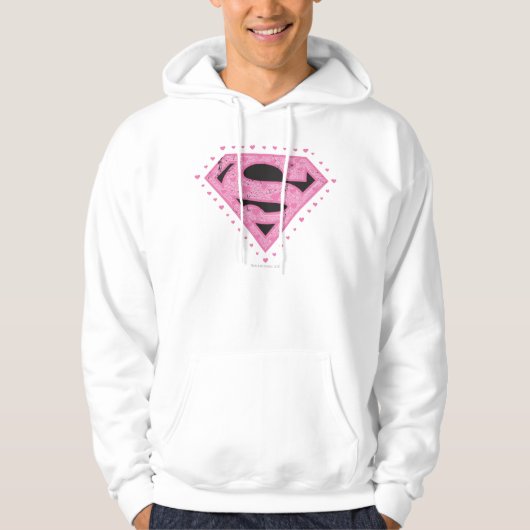 Supergirl Distressed Logo Black and Pink パーカ (正面)