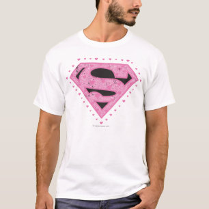 Supergirl Distressed Logo Black and Pink Tシャツ