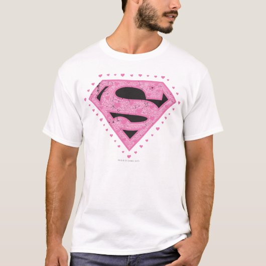 Supergirl Distressed Logo Black and Pink Tシャツ (正面)