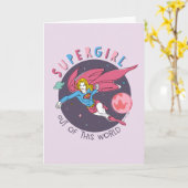 Supergirl Flying Upwards Illustration カード (黄色い花)