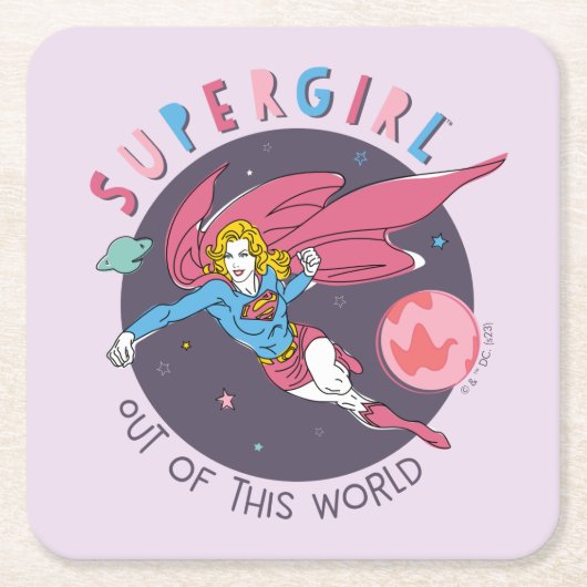 Supergirl Flying Upwards Illustration スクエアペーパーコースター (正面)