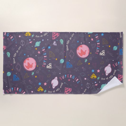 Supergirl Flying Upwards Illustration ビーチタオル (正面)