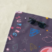 Supergirl Flying Upwards Illustration ビーチタオル (インサイチュ)