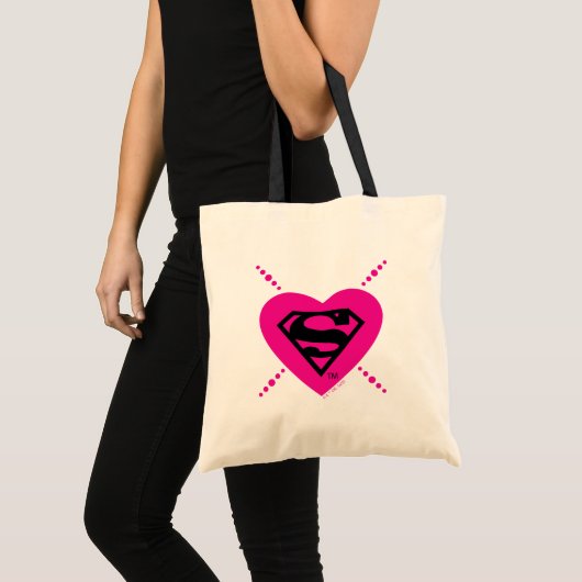 Supergirl Hearts Diagonal Pattern トートバッグ (正面(商品))