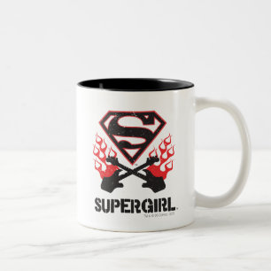 Supergirl Logo Black Flaming Guitars ツートーンマグカップ
