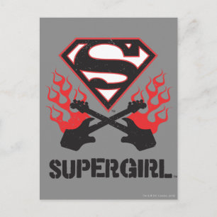 Supergirl Logo Black Flaming Guitars ポストカード