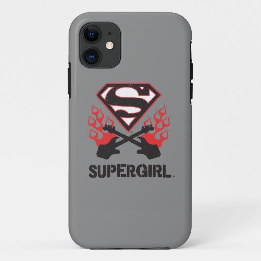 Supergirl Logo Black Flaming Guitars Case-Mate iPhoneケース (裏面)