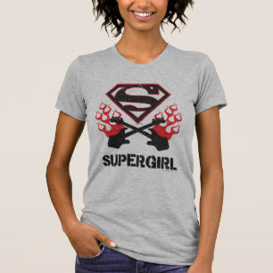 Supergirl Logo Black Flaming Guitars Tシャツ