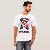 Supergirl Logo Black Flaming Guitars Tシャツ (正面フル)