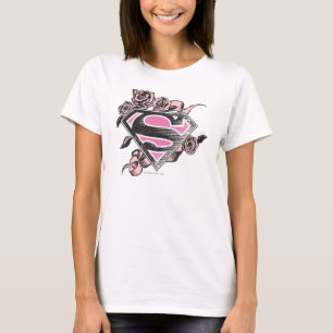 Supergirl Logo with Roses Tシャツ