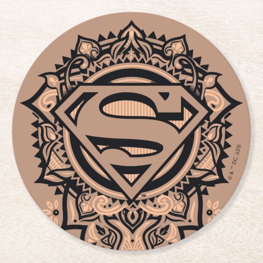 Supergirl Mandala Graphic ラウンドペーパーコースター (正面)