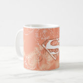 Supergirl Peach Floral Pattern コーヒーマグカップ (正面左)