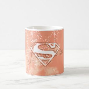 Supergirl Peach Floral Pattern コーヒーマグカップ