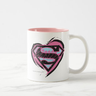 Supergirl Pinkロゴ(ハート) ツートーンマグカップ